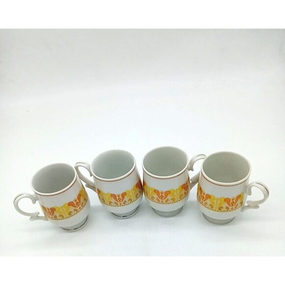 Vintage Royalton China Set Of 4 Translucent Porcelain MCM Coffee Mugs - Picture 2 of 8